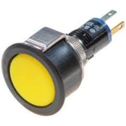 1 pcs - EAO, 18 Series, Flush Mount Yellow LED Indicator, 18mm Cutout, IP40, Round, 3V