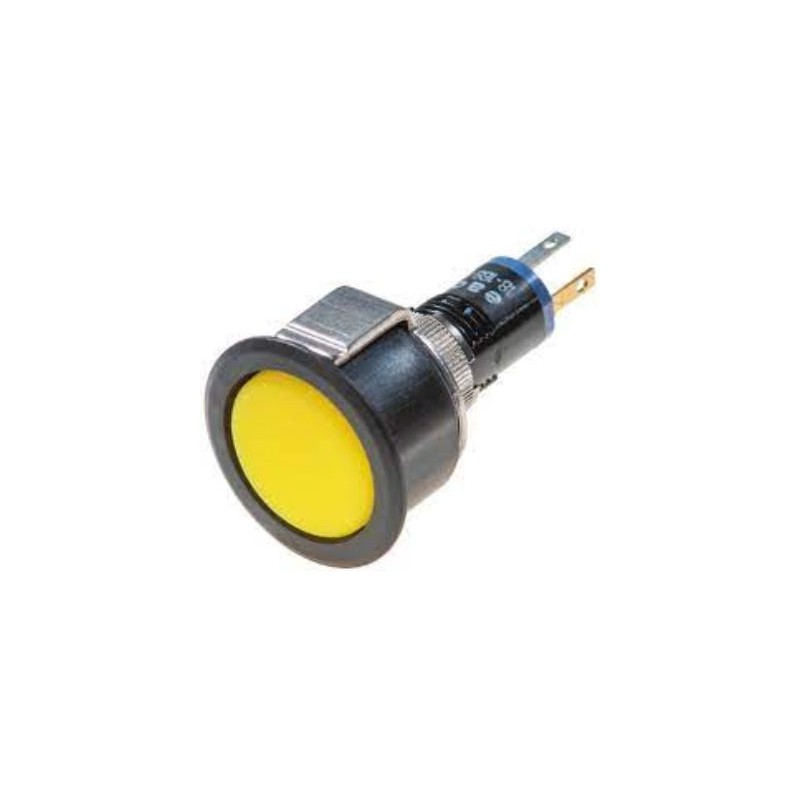 1 pcs - EAO, 18 Series, Flush Mount Yellow LED Indicator, 18mm Cutout, IP40, Round, 3V