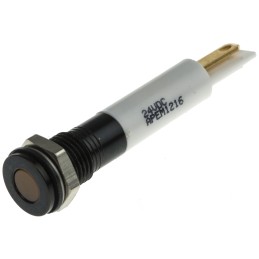 1 pcs - RS PRO Orange Panel Mount Indicator, 21.6 - 26.4V dc, 8mm Mounting Hole Size, IP67