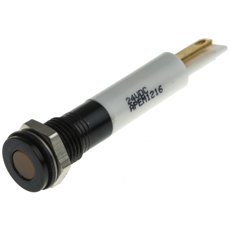 1 pcs - RS PRO Orange Panel Mount Indicator, 21.6 - 26.4V dc, 8mm Mounting Hole Size, IP67