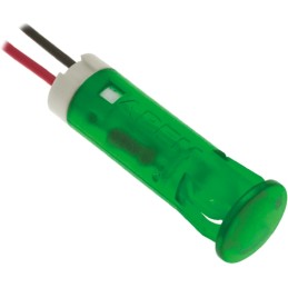 1 pcs - Apem Green Panel Mount Indicator, 24V dc, 8mm Mounting Hole Size, Lead Wires Termination