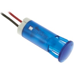 1 pcs - Apem Blue Panel Mount Indicator, 12V dc, 10mm Mounting Hole Size, Lead Wires Termination