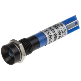 1 pcs - RS PRO Blue Panel Mount Indicator, 24V dc, 8mm Mounting Hole Size, Solder Tab Termination