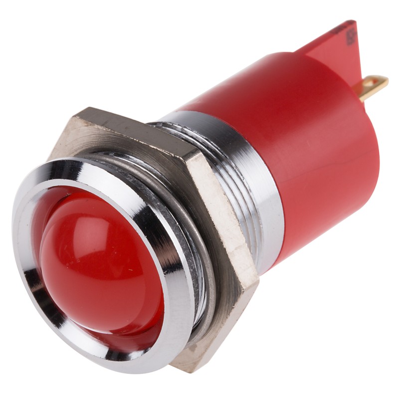 1 pcs - RS PRO Red Panel Mount Indicator, 12V, 22mm Mounting Hole Size, Solder Tab Termination