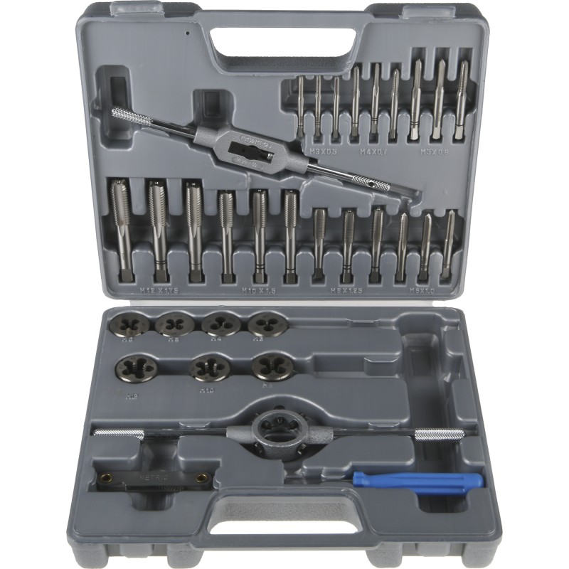 1 Set - RS PRO 32-Piece HSS Tap & Die Set, M3 - M12 Taps, M3 - M12 Dies