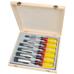 1 Set - Irwin 6 Piece Steel Bevel Edge Chisel Set, 6.36 mm, 9.53 mm, 12.7 mm, 19.05 mm, 25.04 mm, 31.75 mm Blade Width