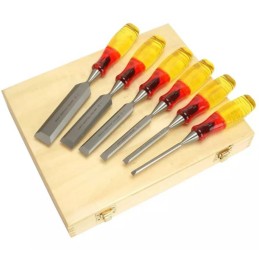 1 Set - Irwin 6 Piece Steel Bevel Edge Chisel Set, 6.36 mm, 9.53 mm, 12.7 mm, 19.05 mm, 25.04 mm, 31.75 mm Blade Width