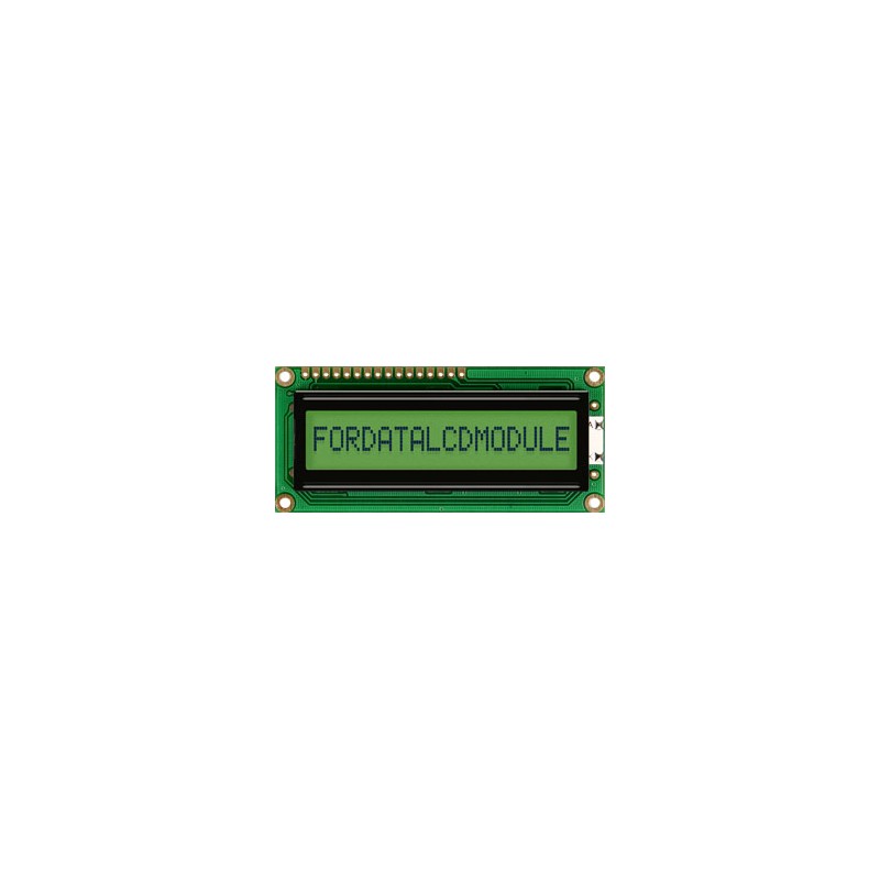 1 pcs - Fordata FC1601E01-RNNYBW-66SE FC LCD LCD Graphic Display, Green, Yellow on, 1 Row by 16 Characters, Reflective