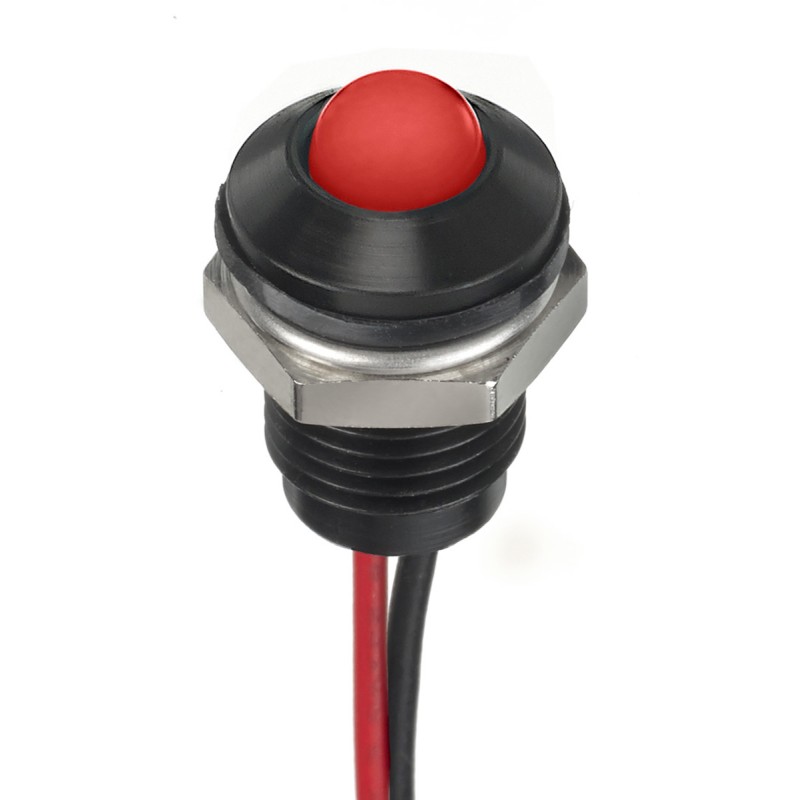 1 pcs - RS PRO Red Panel Mount Indicator, 12V dc, 8mm Mounting Hole Size, Lead Wires Termination, IP67