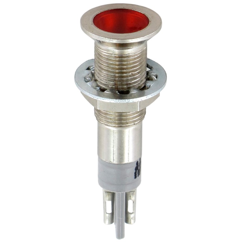 1 pcs - Sloan Red Panel Mount Indicator, 24V, 6.4mm Mounting Hole Size, Solder Tab Termination