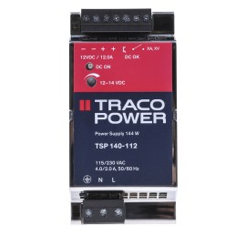 1 pcs - TRACOPOWER TSP Switch Mode DIN Rail Power Supply, 85 - 264V ac ac Input, 12V dc dc Output, 12A Output, 144W