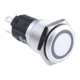 1 pcs - EAO 82 Series Illuminated Push Button Switch, Momentary, Panel Mount, 16mm Cutout, SPDT, Green LED, 12V, IP65, IP67