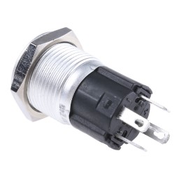 1 pcs - EAO 82 Series Illuminated Push Button Switch, Momentary, Panel Mount, 16mm Cutout, SPDT, Green LED, 12V, IP65, IP67