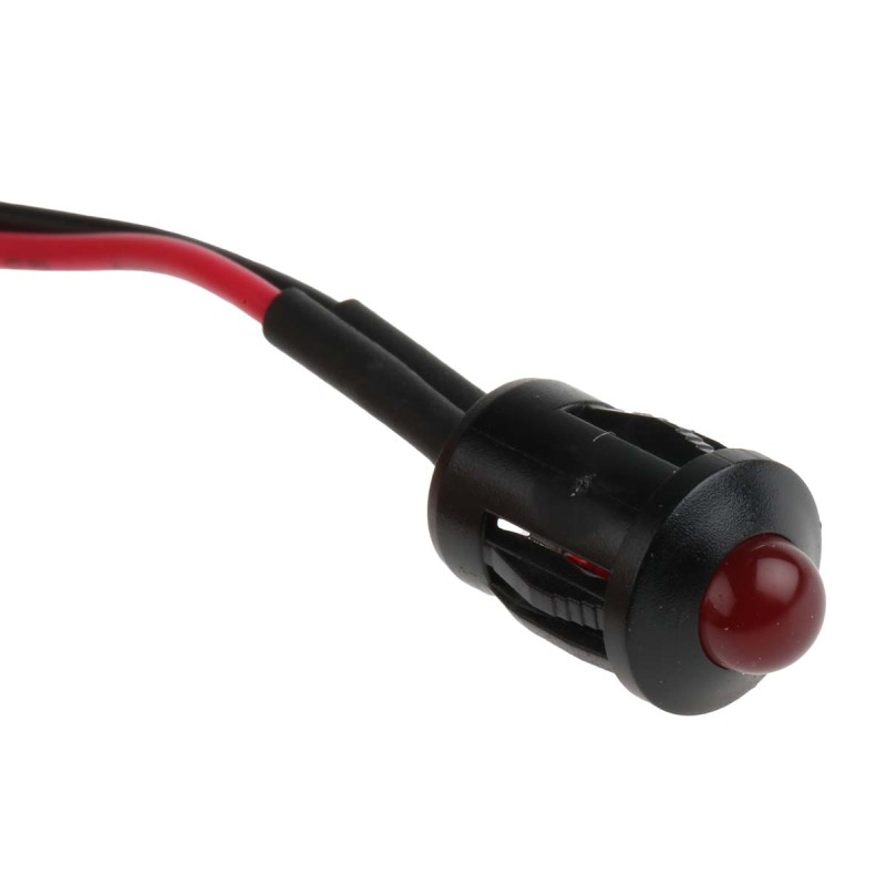 1 pcs - RS PRO Red Panel Mount Indicator, 24V dc, 8mm Mounting Hole Size, Lead Wires Termination
