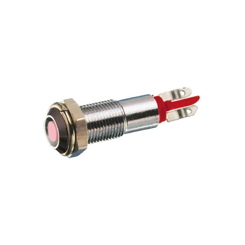 1 pcs - Signal Construct Red Indicator, 24V, 8mm Mounting Hole Size, Solder Tab Termination