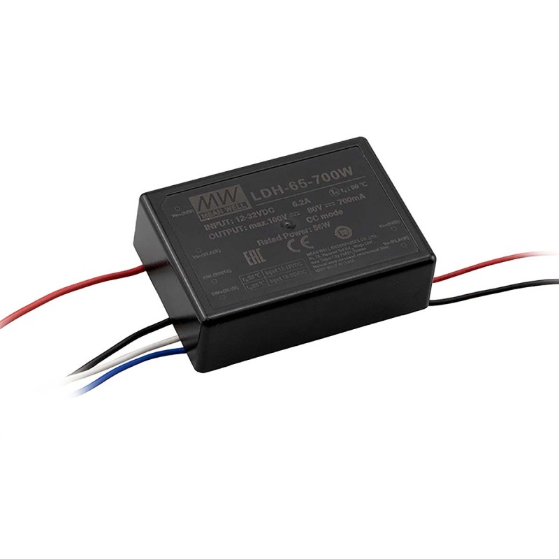 1 pcs - MEAN WELL LED Driver, 80V Output, 65W Output, 700mA Output, Constant Current Dimmable
