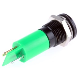 1 pcs - RS PRO Green Panel Mount Indicator, 240V, 14.5mm Mounting Hole Size, Solder Tab Termination, IP40