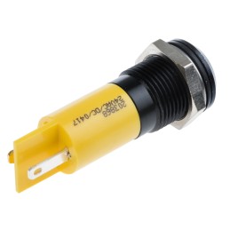 1 pcs - RS PRO Yellow Panel Mount Indicator, 24V dc, 14mm Mounting Hole Size, IP67