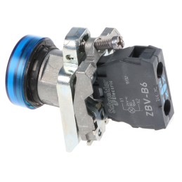 1 pcs - Schneider Electric, Harmony XB4, Panel Mount Blue Universal LED Pilot Light, 22mm Cutout, 24V ac/dc