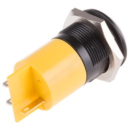 1 pcs - RS PRO Yellow Panel Mount Indicator, 22mm Mounting Hole Size, Solder Tab Termination