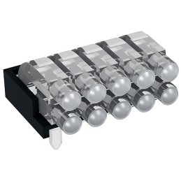 1 pcs - 1296.2052 MENTOR, PCB Mounted 10-Way Right Angle LED Light Pipe, Bi-Level-Row Clear Dome Lens