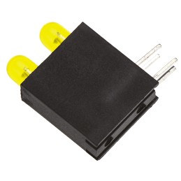 1 pcs - Dialight 553-0233-200F, Yellow Right Angle PCB LED Indicator, 2 LEDs, Through Hole 2.4 V