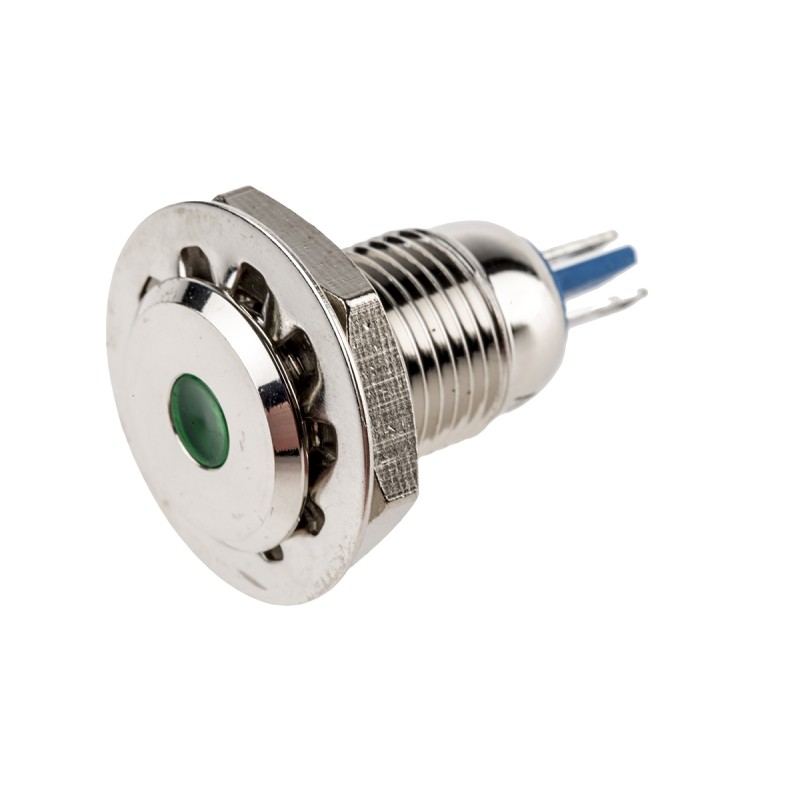 1 pcs - RS PRO Green Panel Mount Indicator, 24V, 12mm Mounting Hole Size, Lead Wires Termination, IP67