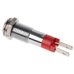 1 pcs - Signal Construct Red Panel Mount Indicator, 24V dc, 8mm Mounting Hole Size, Solder Tab Termination, IP67