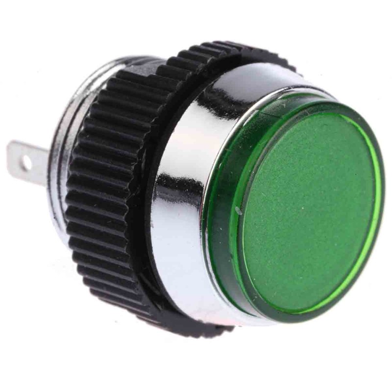 1 pcs - Signal Construct Green Panel Mount Indicator, 12 - 14V, 16mm Mounting Hole Size, IP67