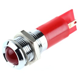 1 pcs - RS PRO Red Panel Mount Indicator, 14mm Mounting Hole Size, Solder Tab Termination