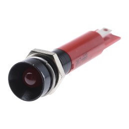 1 pcs - RS PRO Red Flashing LED Panel Mount Indicator, 24V dc, 8mm Mounting Hole Size, Solder Tab Termination