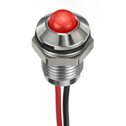 1 pcs - RS PRO Red Panel Mount Indicator, 12V dc, 8mm Mounting Hole Size, Lead Wires Termination, IP67