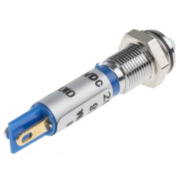 1 pcs - RS PRO Blue Panel Mount Indicator, 24V dc, 6mm Mounting Hole Size, Solder Tab Termination