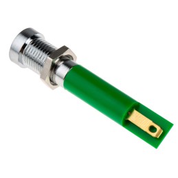 1 pcs - RS PRO Green Panel Mount Indicator, 24V ac, 8mm Mounting Hole Size, Solder Tab Termination
