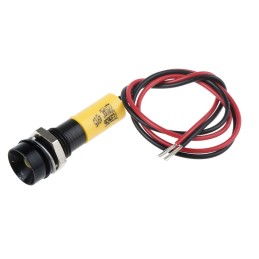 1 pcs - RS PRO Yellow Panel Mount Indicator, 220V ac, 8mm Mounting Hole Size, Lead Wires Termination, IP67