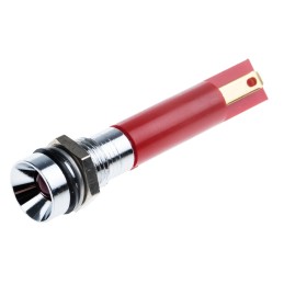 1 pcs - RS PRO Red Panel Mount Indicator, 12V, 8mm Mounting Hole Size, Solder Tab Termination, IP67