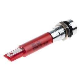 1 pcs - RS PRO Red Panel Mount Indicator, 12V, 8mm Mounting Hole Size, Solder Tab Termination, IP67