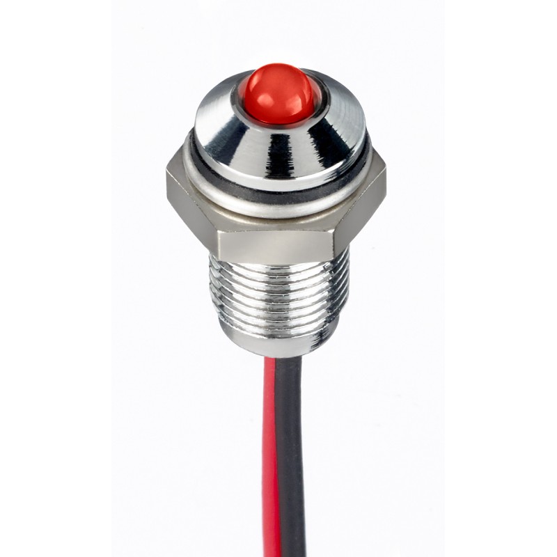 1 pcs - RS PRO Red Panel Mount Indicator, 1.8 - 3.3V dc, 6mm Mounting Hole Size, Lead Wires Termination, IP67