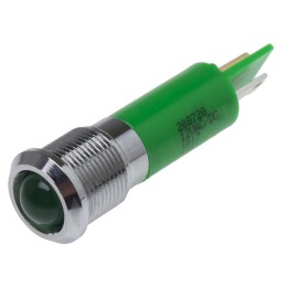 1 pcs - RS PRO Green Panel Mount Indicator, 12mm Mounting Hole Size, Solder Tab Termination, IP67