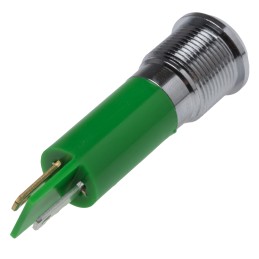 1 pcs - RS PRO Green Panel Mount Indicator, 12mm Mounting Hole Size, Solder Tab Termination, IP67