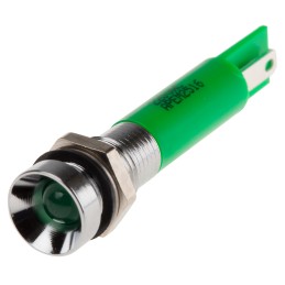 1 pcs - RS PRO Green Panel Mount Indicator, 220V ac, 8mm Mounting Hole Size, IP67