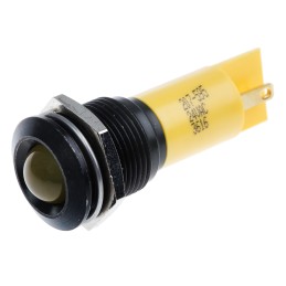 1 pcs - RS PRO Yellow Panel Mount Indicator, 24V ac/dc, 16mm Mounting Hole Size, Solder Tab Termination