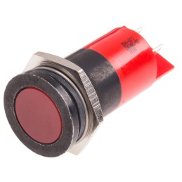 1 pcs - RS PRO Red Panel Mount Indicator, 22mm Mounting Hole Size, Solder Tab Termination