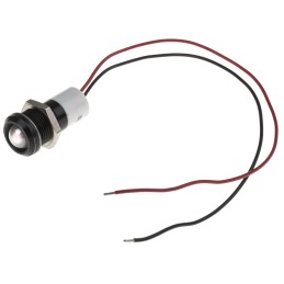 1 pcs - RS PRO White Panel Mount Indicator, 12V dc, 14mm Mounting Hole Size, Lead Wires Termination, IP67