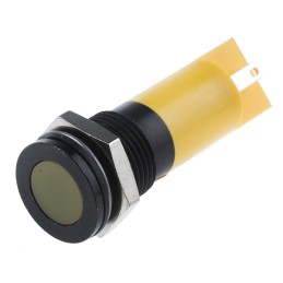 1 pcs - RS PRO Yellow Panel Mount Indicator, 24V dc, 14mm Mounting Hole Size, Solder Tab Termination, IP67
