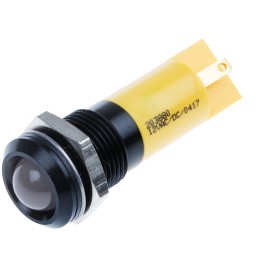 1 pcs - RS PRO Yellow Panel Mount Indicator, 14mm Mounting Hole Size, Solder Tab Termination, IP67
