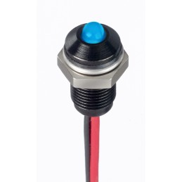 1 pcs - RS PRO Blue Panel Mount Indicator, 1.8 - 3.3V dc, 6mm Mounting Hole Size, Lead Wires Termination, IP67