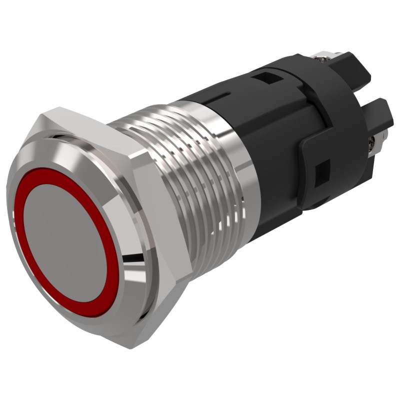 1 pcs - EAO 82 Series Illuminated Illuminated Push Button Switch, Latching, Panel Mount, 16mm Cutout, SPDT, Red LED, 240V,
