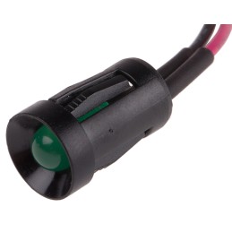 1 pcs - RS PRO Green Panel Mount Indicator, 2V dc, 8mm Mounting Hole Size, Lead Wires Termination