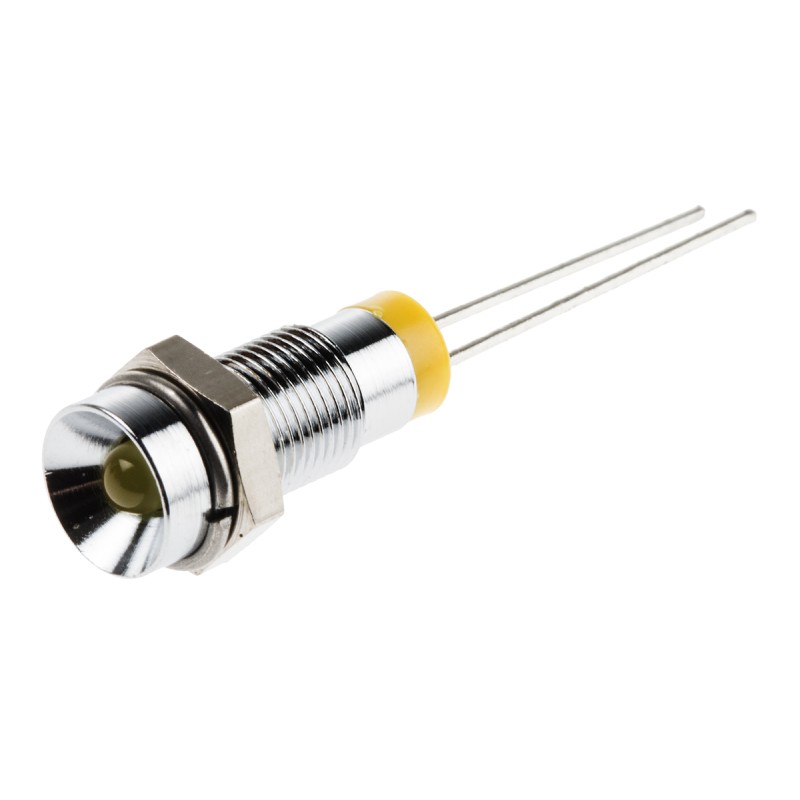 1 pcs - RS PRO Yellow Panel Mount Indicator, 2V dc, 6mm Mounting Hole Size, Lead Pin Termination